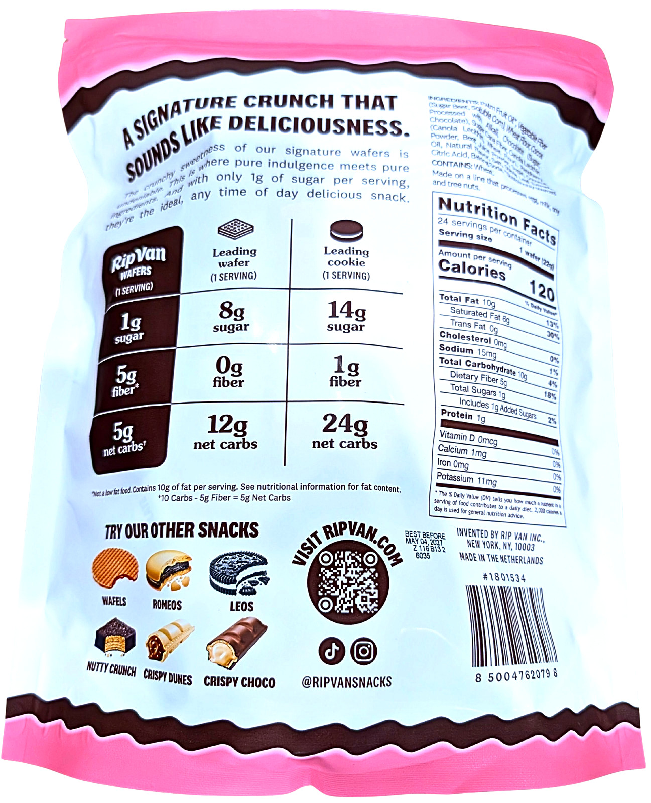 Rip Van Wafers Raspberry Dark Chocolate 24 Count x 0.78 Oz EXP 05/2027 gallery
