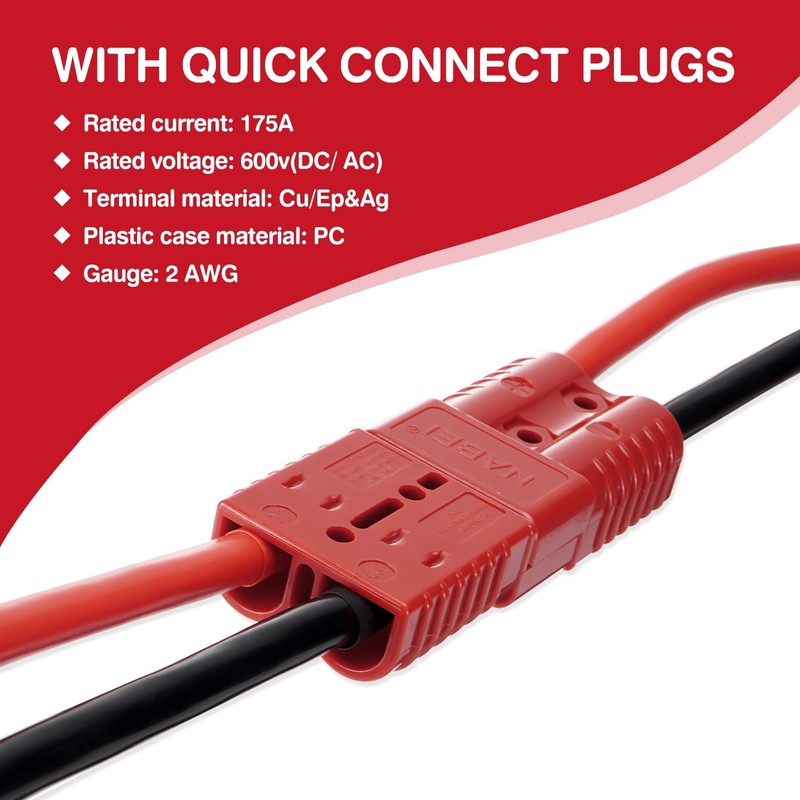 24FT Quick Disconnect Winch Power Cable, 2 Gauge 2 AWG Wiring For Winch Trailer gallery