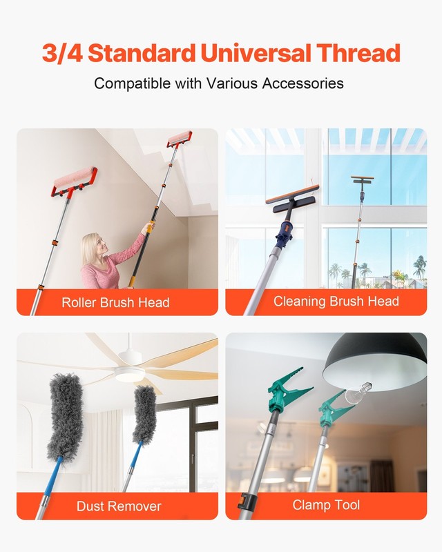 Telescopic Extension Pole, 3.8-12 FT Multi-Purpose Extendable Pole, Sturdy Alumi gallery