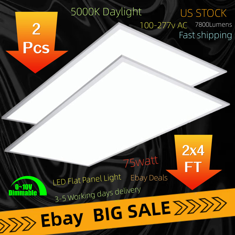 LED Backlit Flat Panel 75 Watts 2x4 Ft. 24x48 Drop Ceiling Light 100-277 Volts gallery