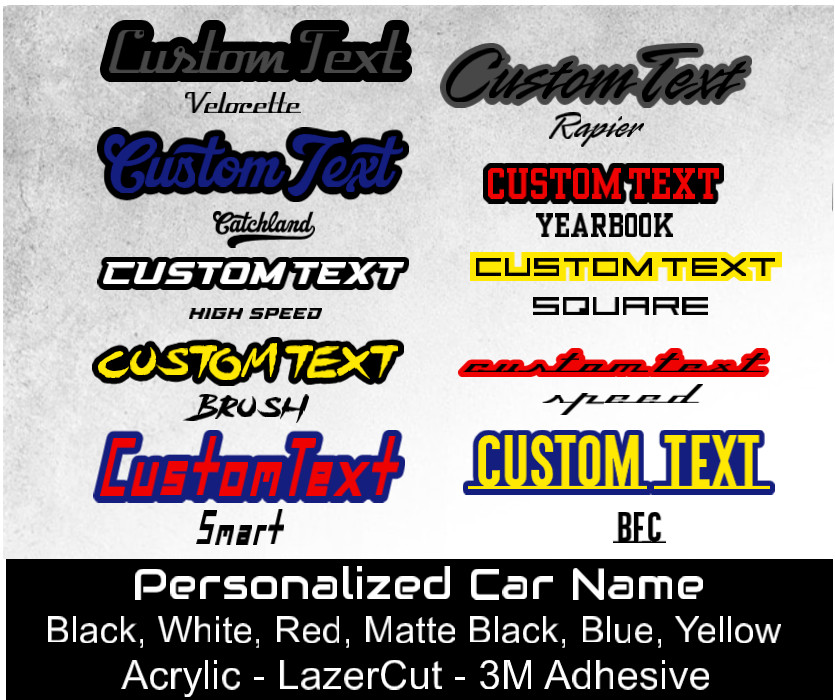 Custom Laser Cut Car Fender Acrylic Emblem Badge MULTI COLOR Custom Text Names gallery