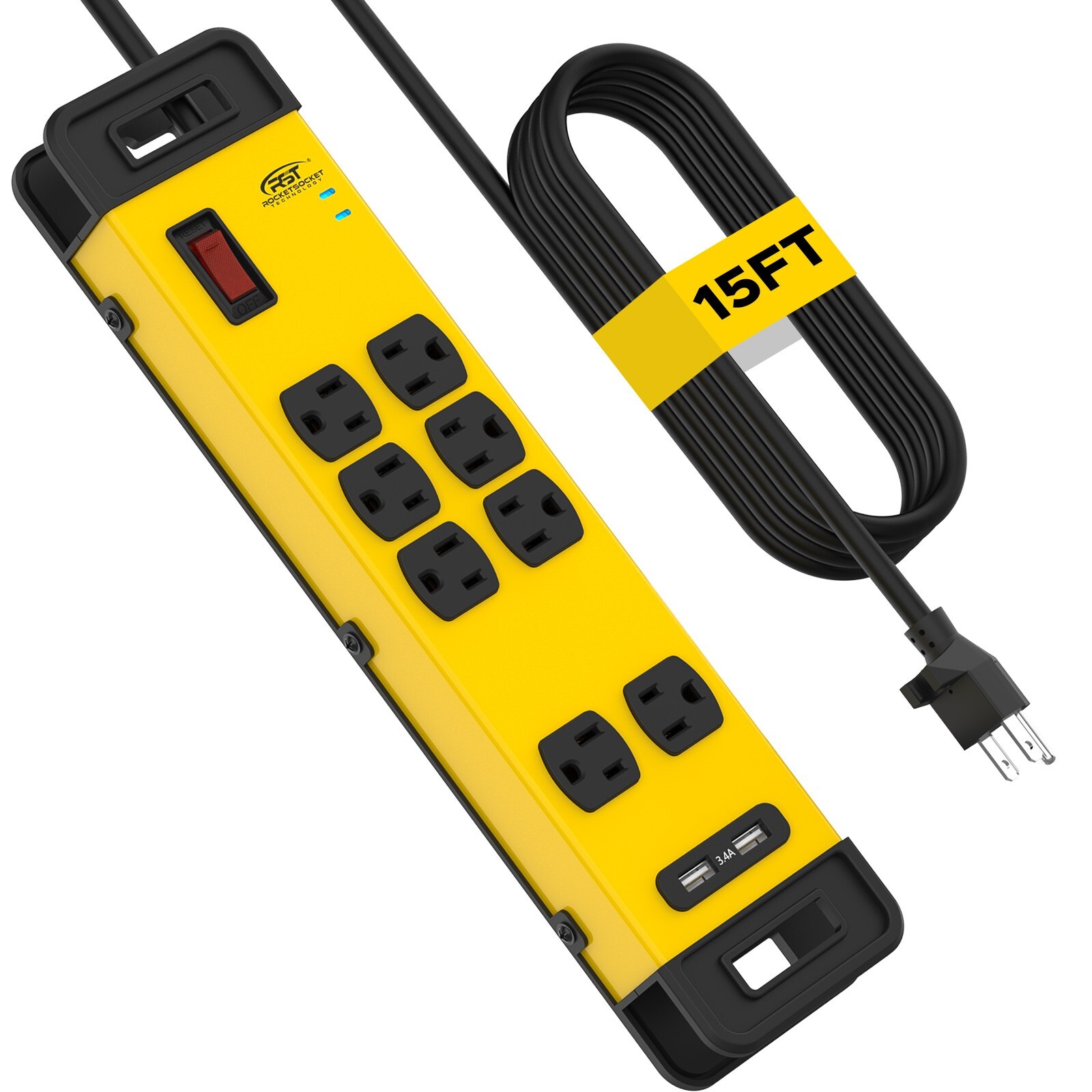 8-Outlet Heavy Duty Power Strip with 2 USB,Surge Protector,15Ft Cord, ETL Listed gallery