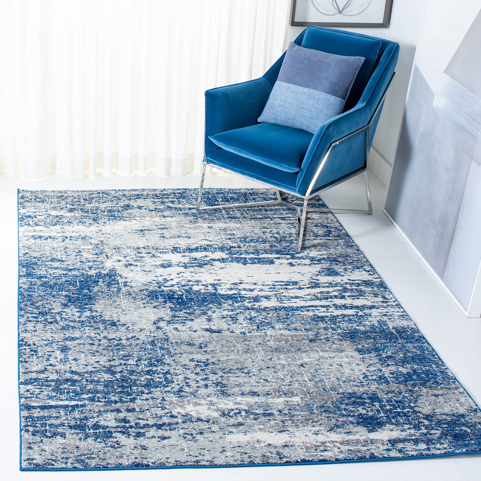 Evoke Collection 3' x 5' Dark Blue/Grey EVK272L Modern Abstract Non-Shedding ... gallery
