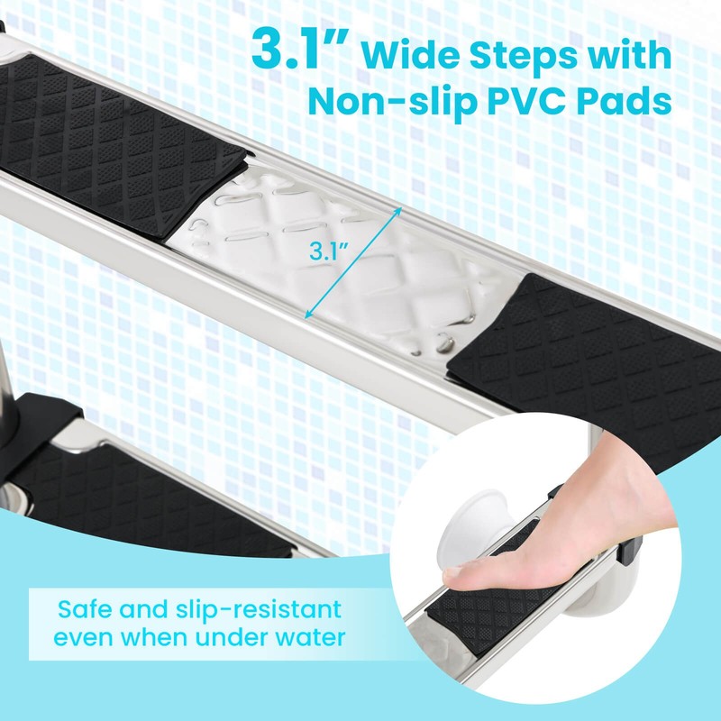 4-Step Pool Entry & Exit Ladder with Stainless Steel Frame for Swimming Pool gallery