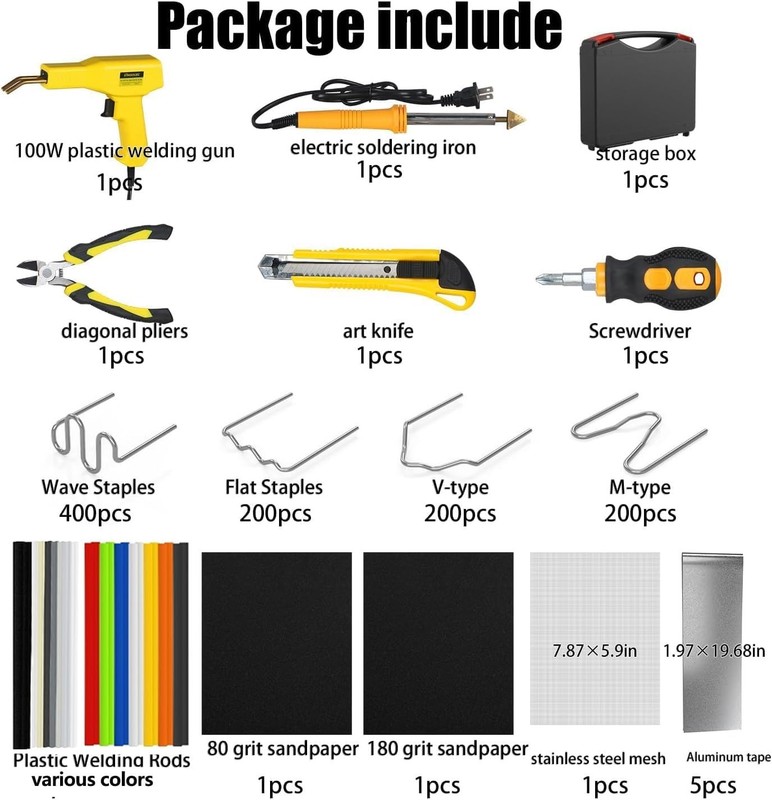 Plastic Welder Kit Hot Stapler Repair 2 in 1 Car Bumper Crack Fix 1000pcs gallery