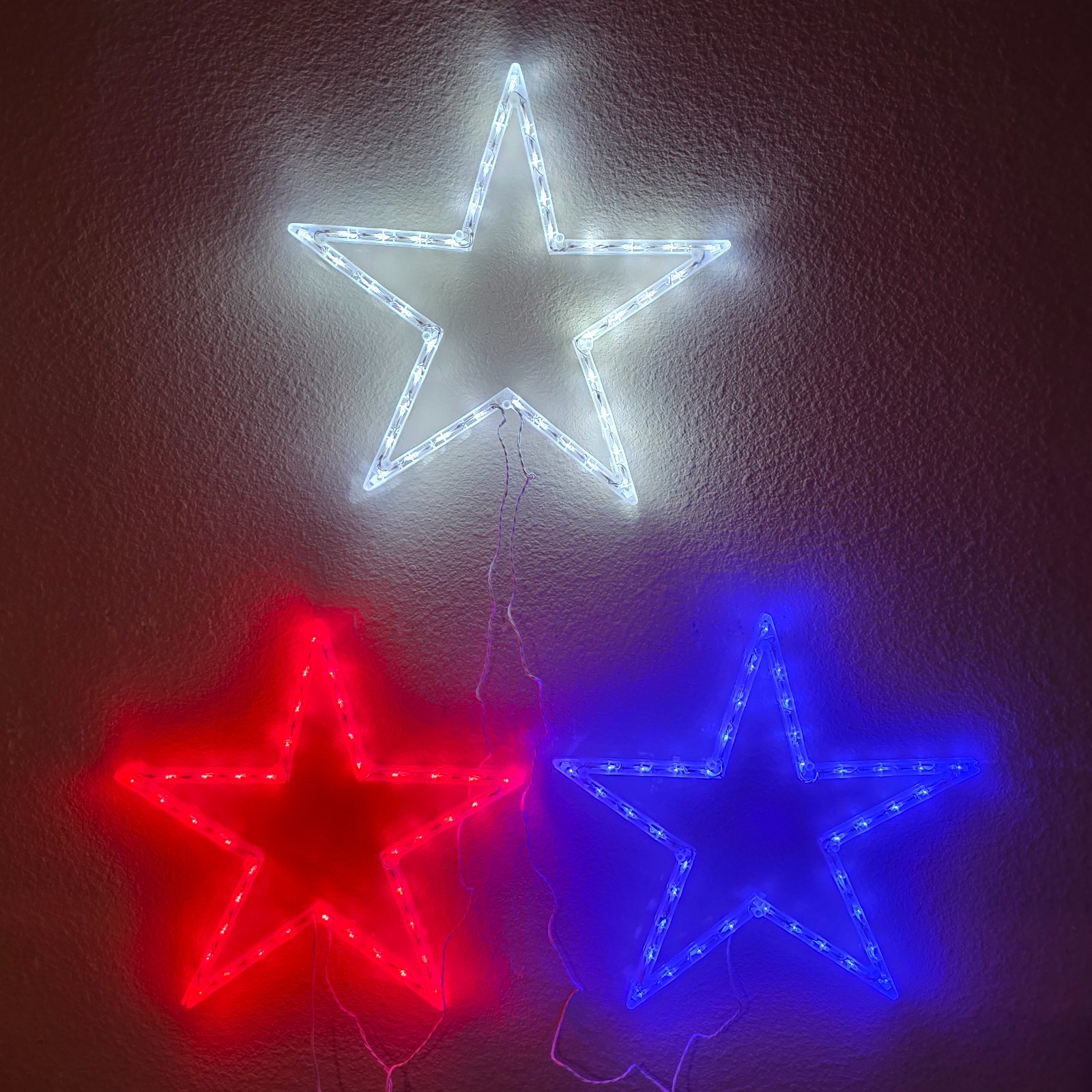 Foldable LED Lighted Patriotic Stars - Red, White and Blue (3 Stars Included) gallery