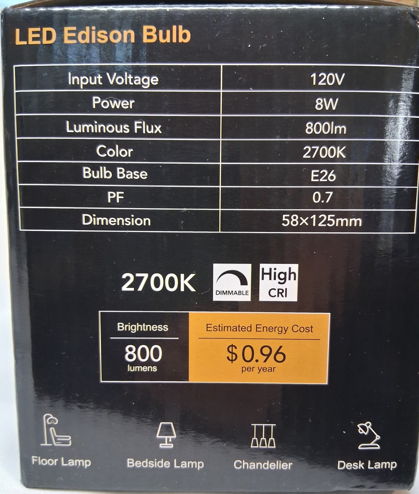 NEW TJOY 6 Pack LED Edison Light Bulbs Dimmable 8W E26/ST58/ST19 6 Pack 2700K gallery