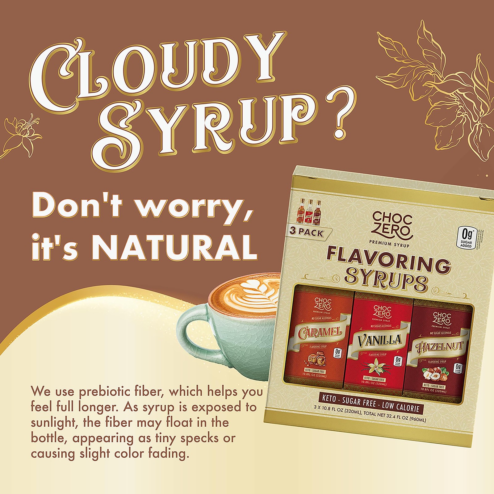 Sugar Free Coffee Syrup Variety Pack– Caramel, Vanilla & Hazelnut | Keto, Low Ca gallery
