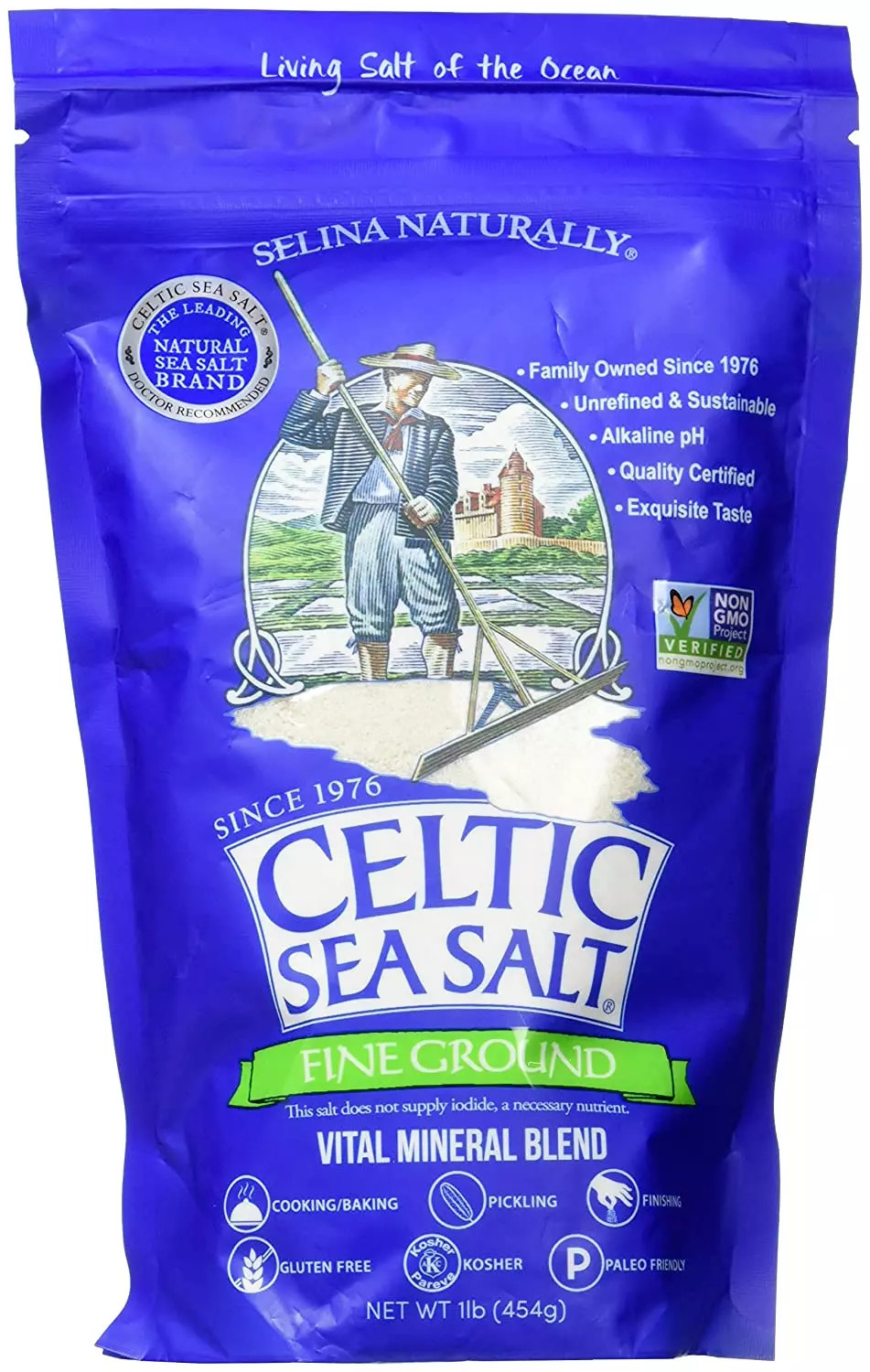 Selina Celtic Sea Salt FINE GROUND 1 LB 16 oz Bag ReSealable PRIORITY SHIPPING gallery