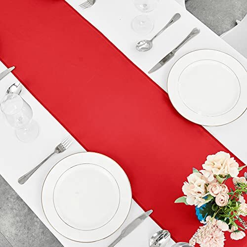 10-Pack Red Satin Table Runner 12 x 108 Inch Long Bright and Smooth Silk Fabr... gallery
