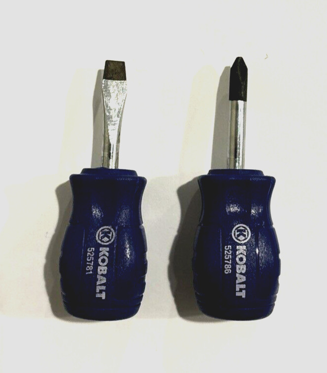 Kobalt Stubby 1.5" Screwdriver set Magnetic Tip, Flat head 1/4" , Phillips #2 gallery