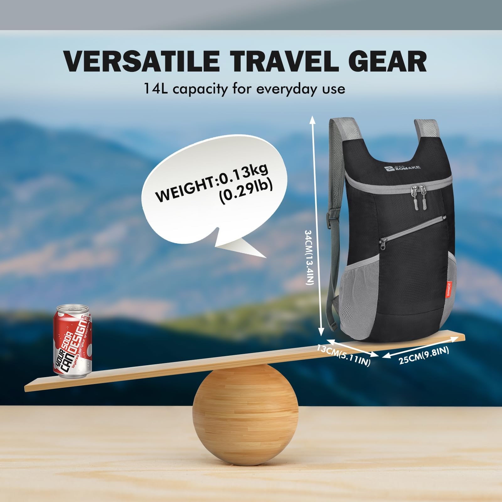 14L Lightweight Packable Backpack Foldable Small Daypack Water Resistant Bag 2