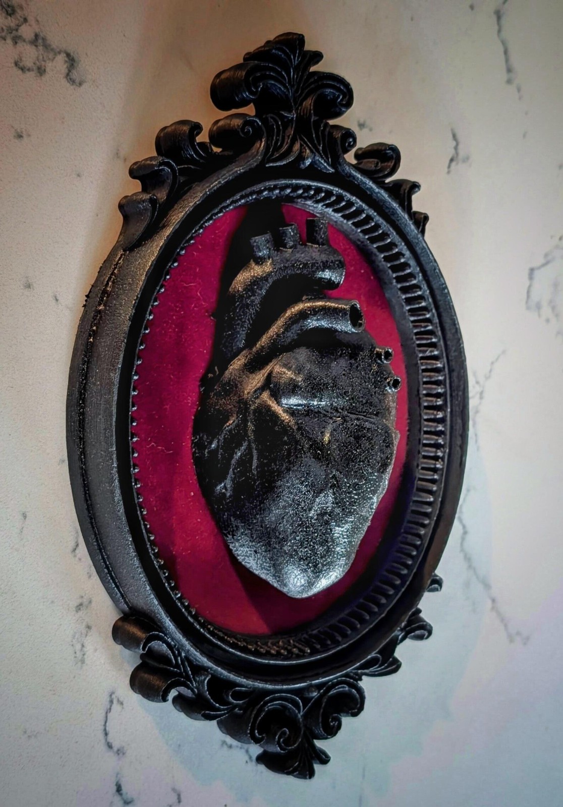 Gothic Anatomical Heart Wall Art - Red or Black Heart in Ornate Frame gallery