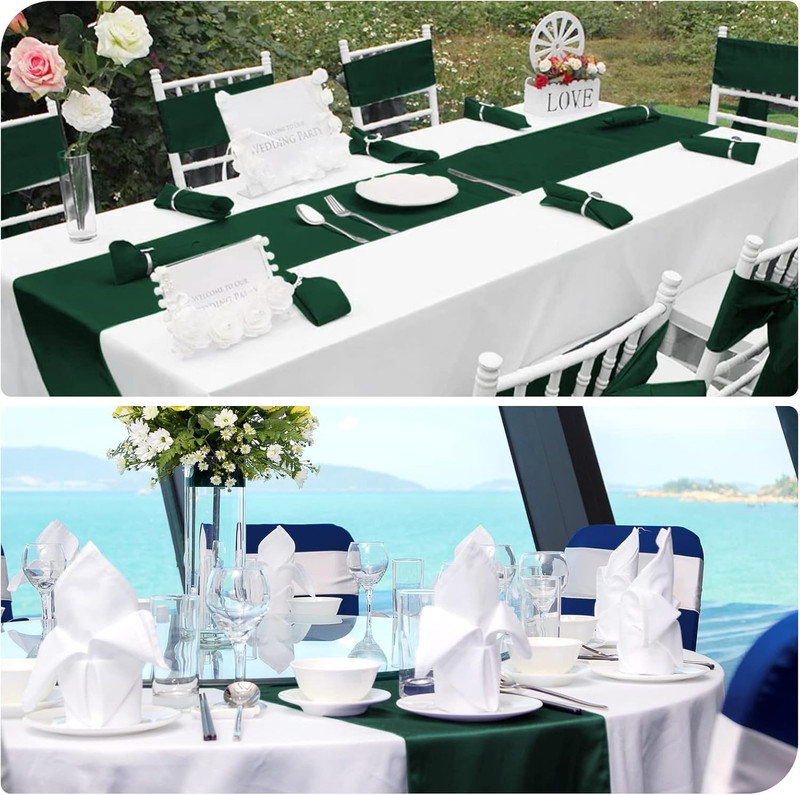12 Pack Emerald Green Satin Table Runner 12 X 108 Inch Long Premium Table Runner gallery