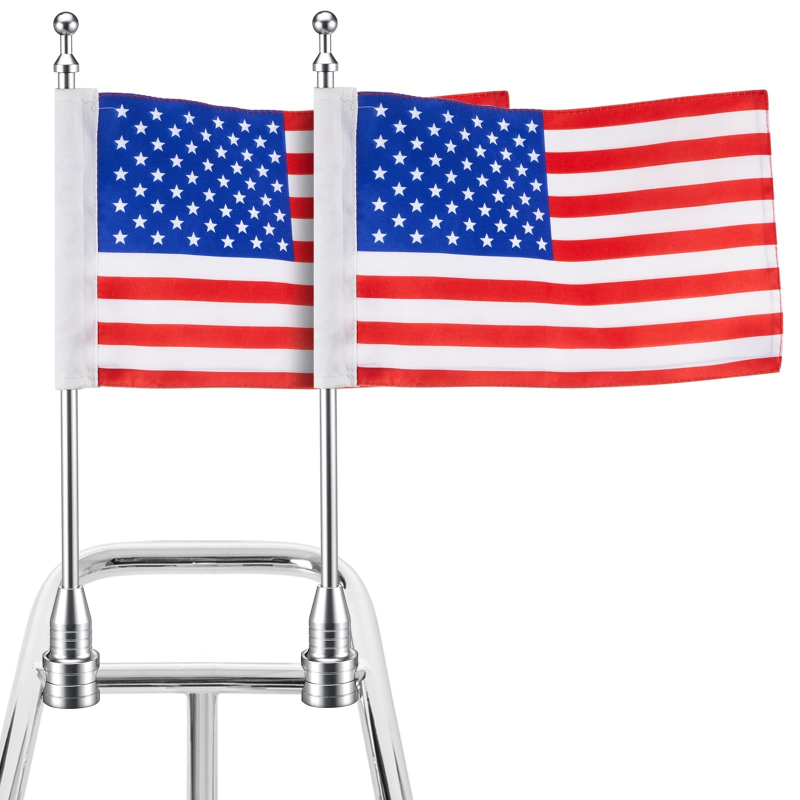Hahafelt 2 Set Motorcycle Flagpole Mount and American Flag 10 x 6 in Double-s... gallery