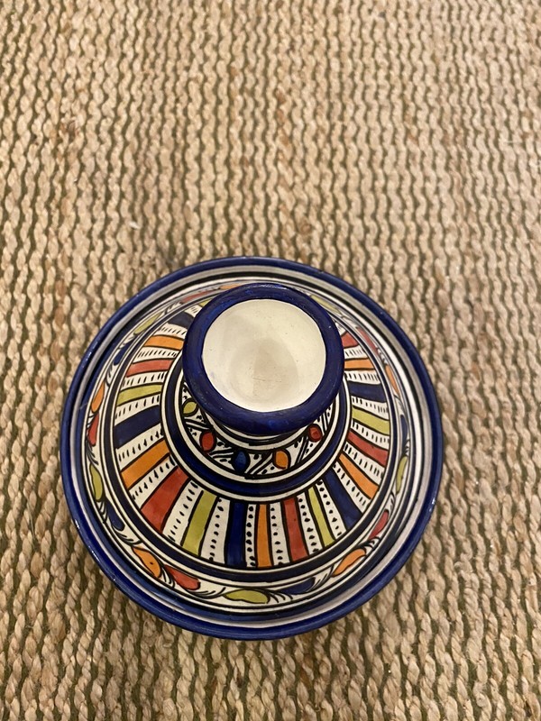 Moroccan Tagine Handmade Serving Ceramic Vivid Color Dish 8.5” gallery