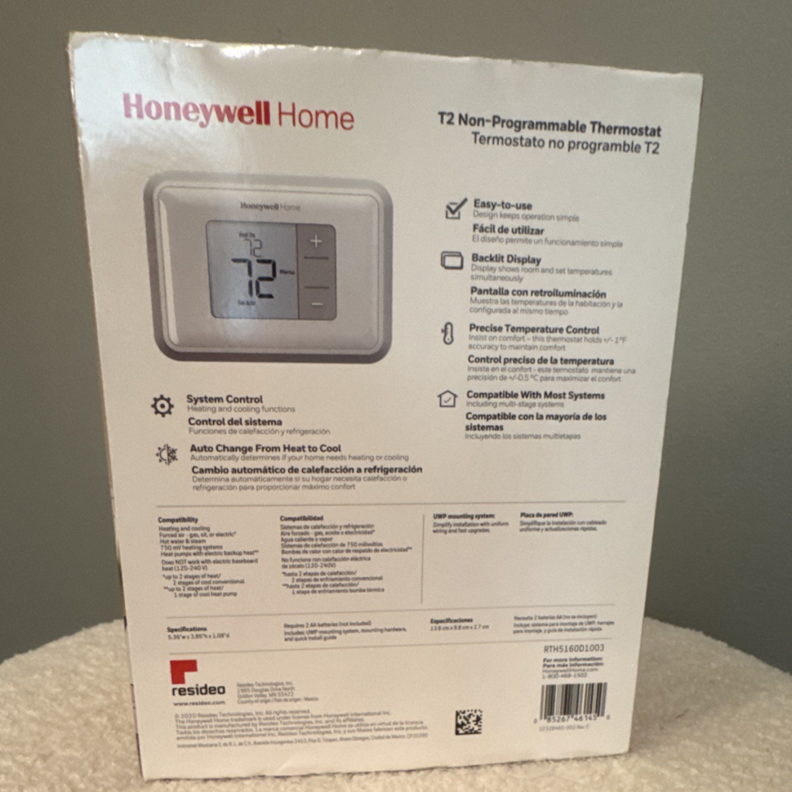 Honeywell Home T2 Non-Programmable Thermostat RTH5160D Digital 1 Heat 1 Cool gallery