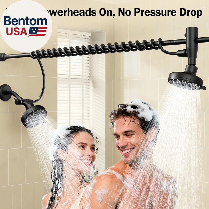 Dual Shower Head with Original Adjustable Slider, High Pressure Double Shower He gallery