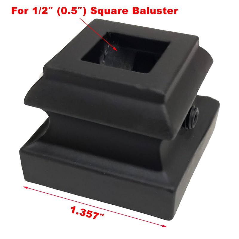 Flat Shoes with Hex Screw For 1/2" Square Balusters - Satin Black 10pcs - DH-30 gallery