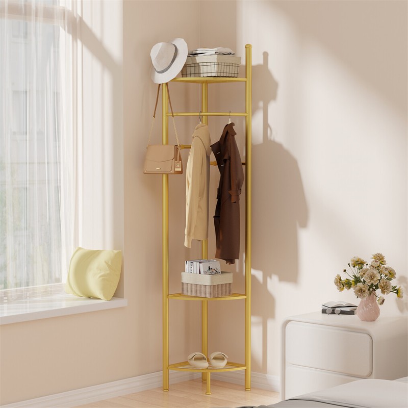 Extra Tall Hat Coat Rack Heavy Duty Corner Clothes Tree Rack Hanger with Shelves gallery