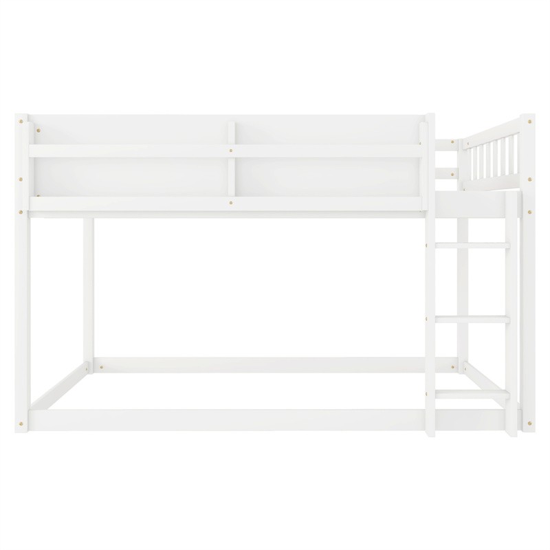 Solid Wood Low Twin Size Bunk Bed Floor Bunk Bed with Ladder for Kids Juniors gallery