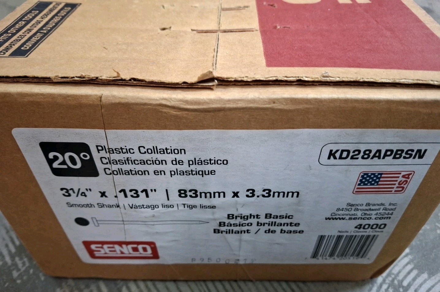 Senco 20 Deg. Nails, Strip Full Round Head Smooth Shank .131 x 3-1/4in 4000 gallery