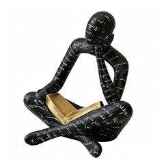 Bookshelf Decor Thinker Statue, Modern Decor for Shelves, Abstract Art Readin…
