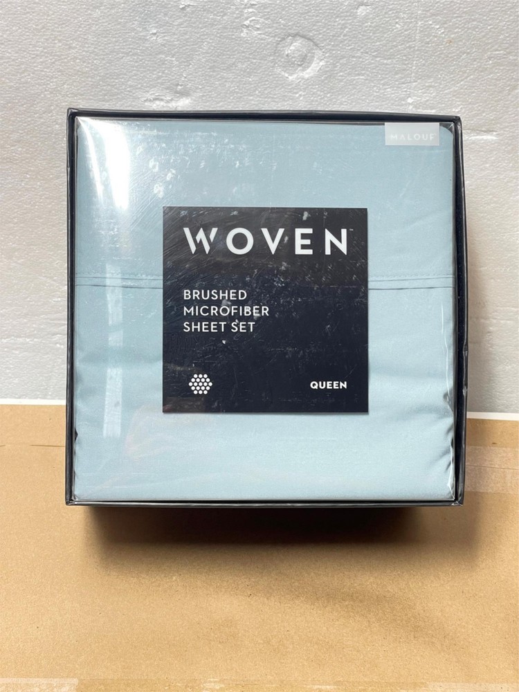 Malouf Woven Brushed Microfiber Polyester Sheet Set Queen Sized in Pacific Blue