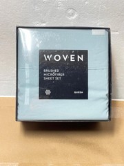 Malouf Woven Brushed Microfiber Polyester Sheet Set Queen Sized in Pacific Blue
