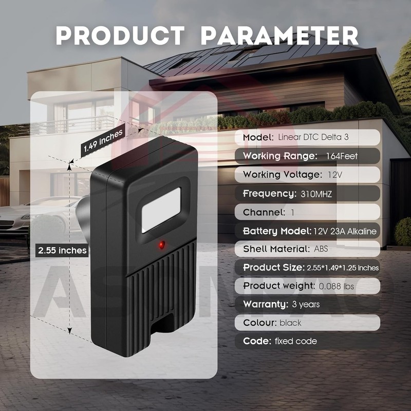 1 for Linear DTC Delta 3 Remote Garage Door Transmitter 8 Dip Switch 310MHZ(DT gallery