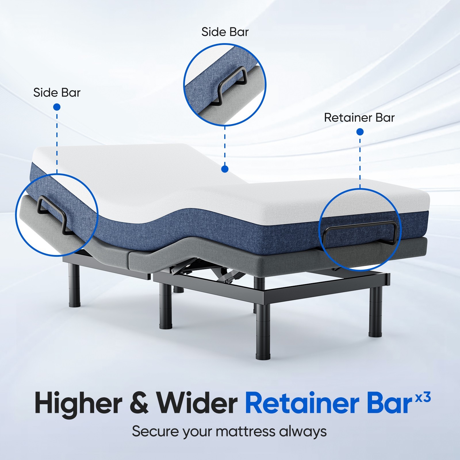 Upgraded Power Base Adjustable Bed Frame Wireless Remote Dual Motor Twin XL gallery