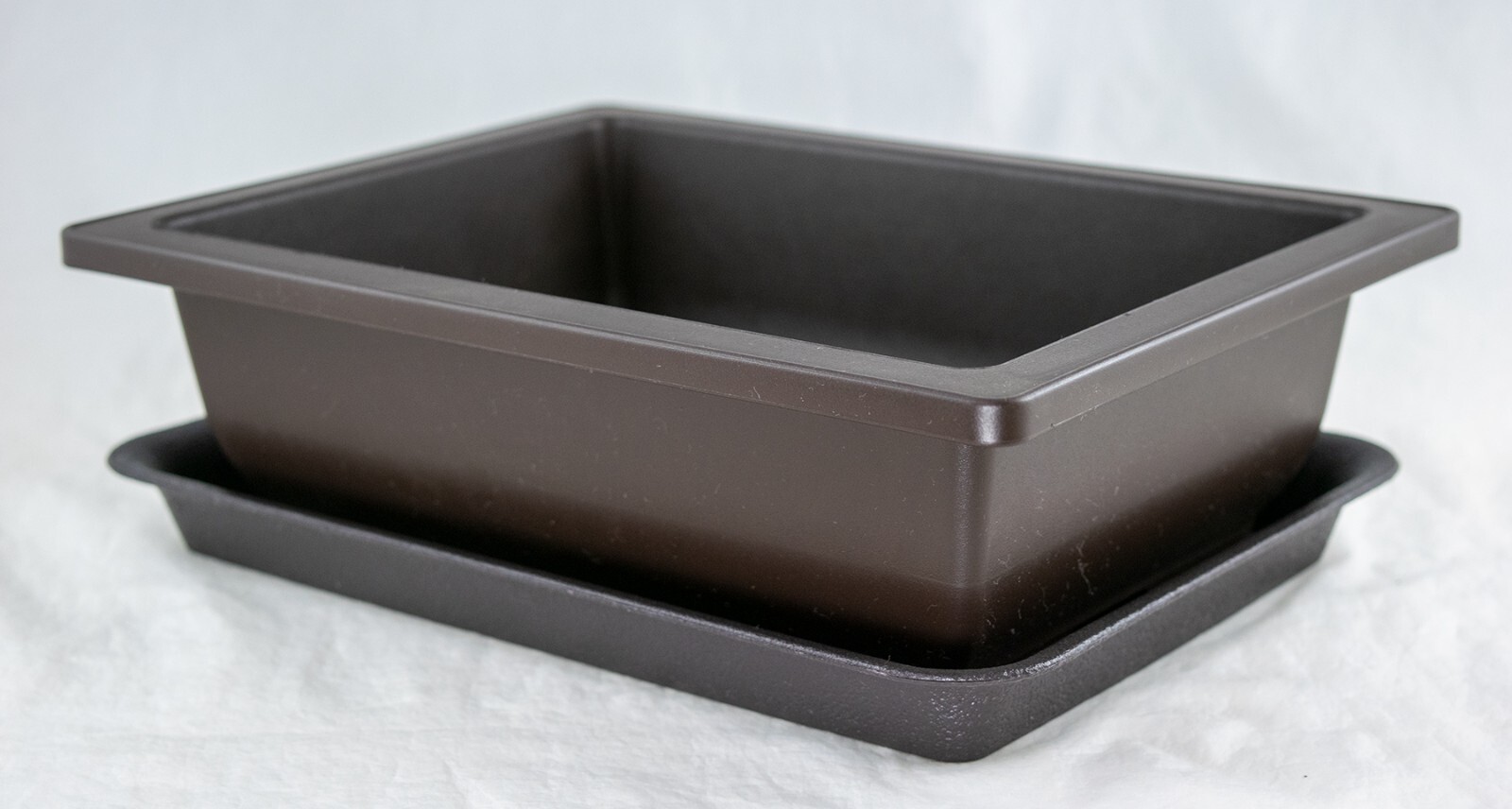 Rectangular Plastic Bonsai Training Pot + Tray Set 10"x 7.5"x 3" - Dark Brown gallery