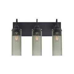 Besa Lighting Juni 10 3 Light Bathroom Vanity, Black/Green – 3WG-JUNI10MS-BK