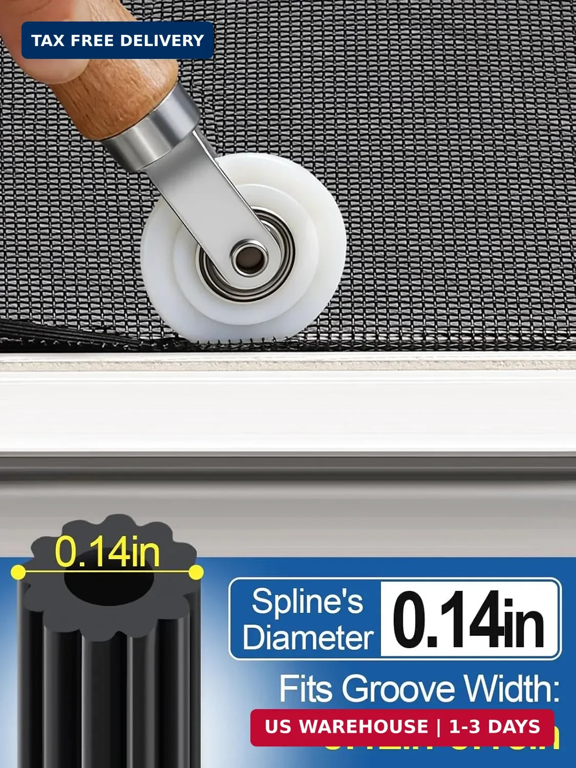 Screen Repair Kit - 3 in 1 Screen Tools Including Roller, 0.14in x 32.8ft Spline gallery