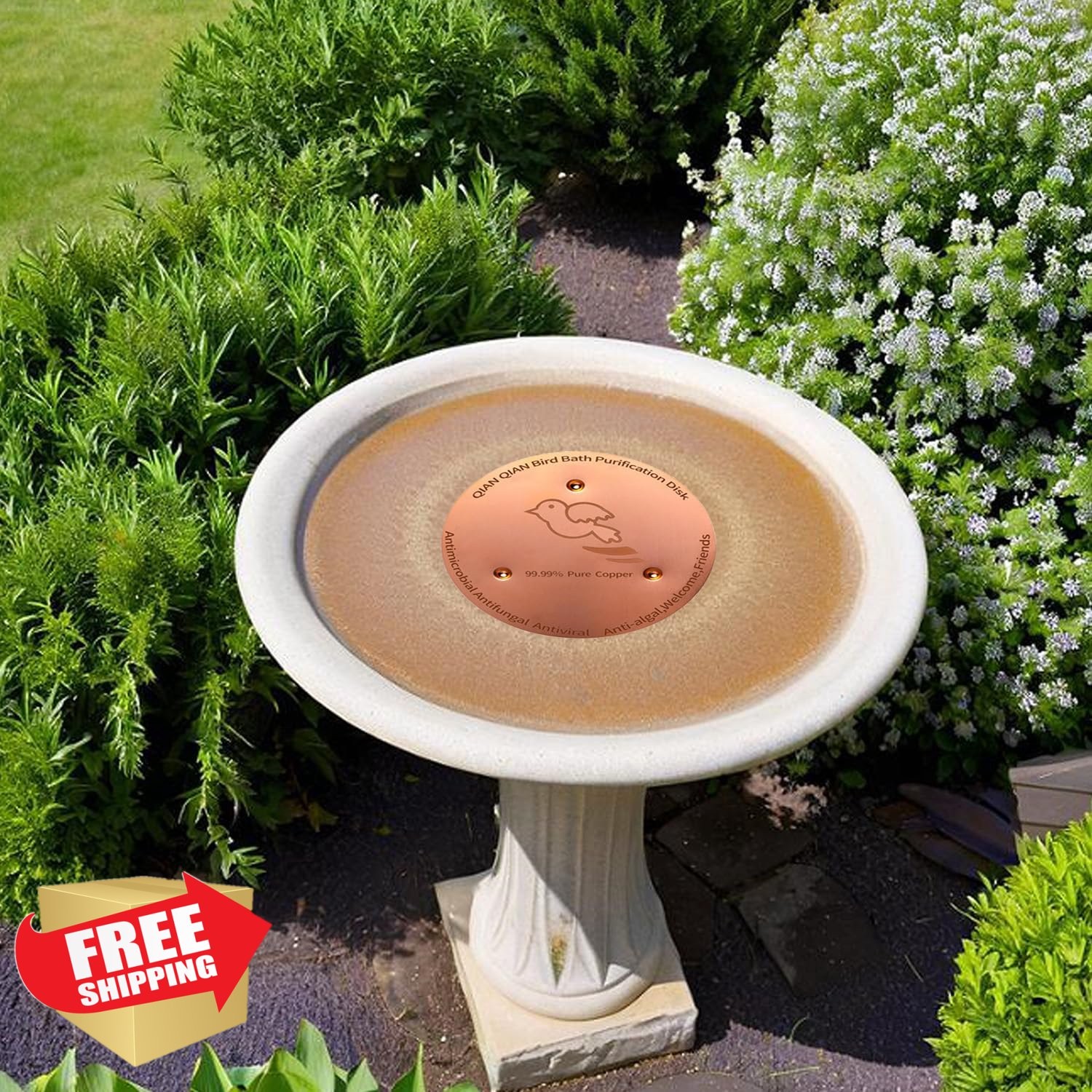 Copper Bird Bath Purification Disk Pure Copper Cleaning Disc All-Season gallery