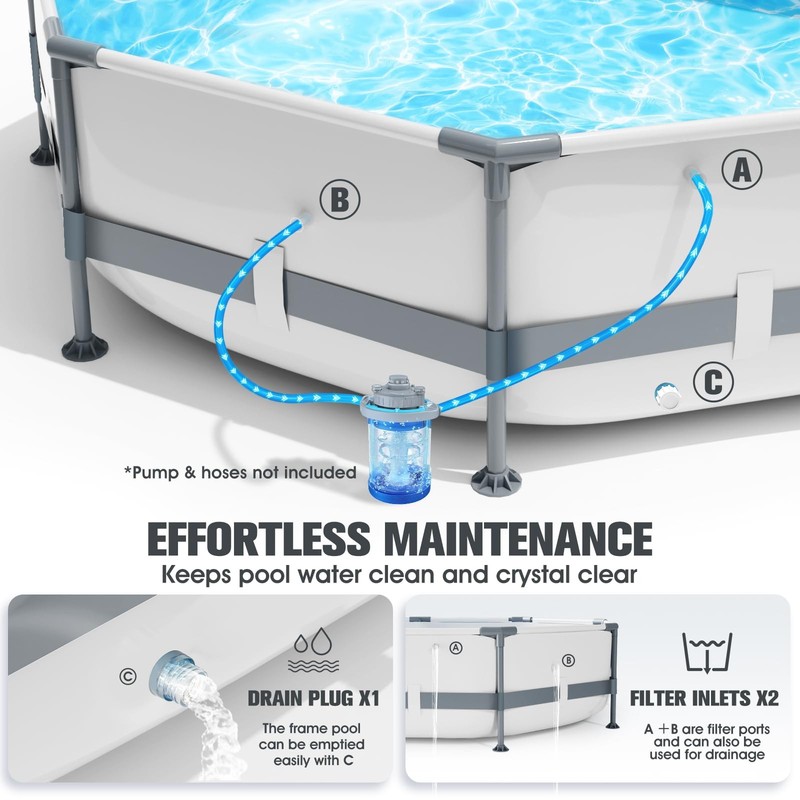 WaveHaven Above Ground Pool 10ft x 30in Frame Deep Swimming Pool Round Family gallery