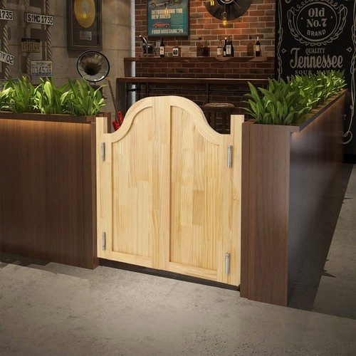 Log Color Swing Solid Wood Door, Partition Door for Shop Entrance Partition gallery