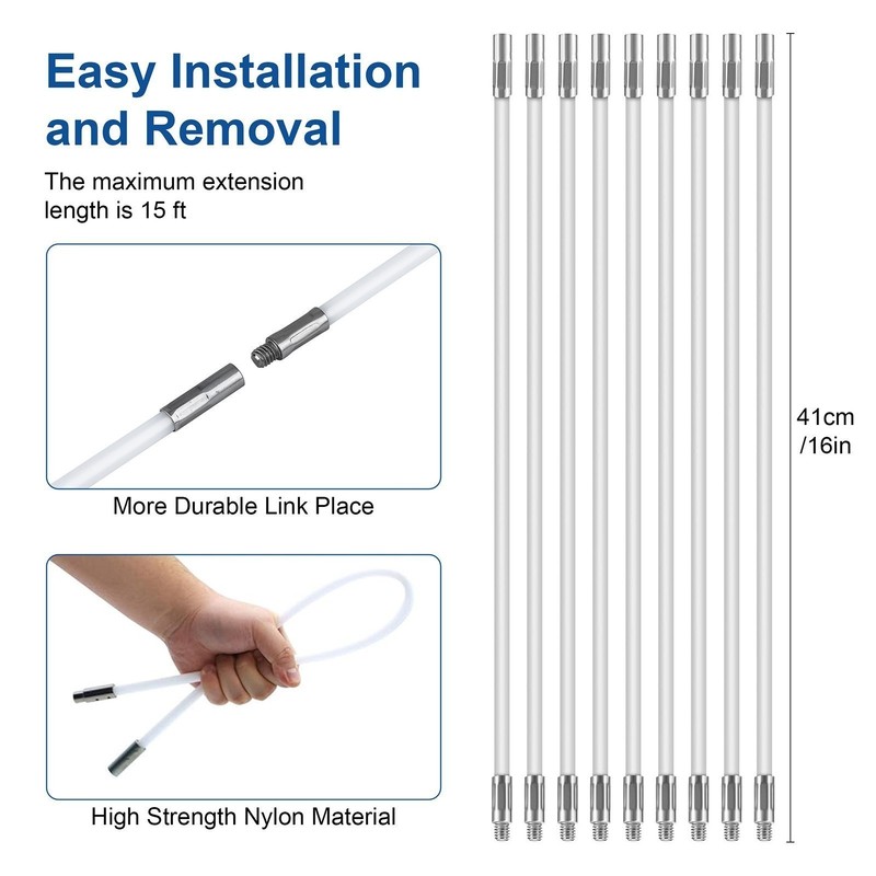 Dryer Vent Cleaning Kit Flexible Remove Chimney Lint Dust Debris Brush Head 9Pcs gallery