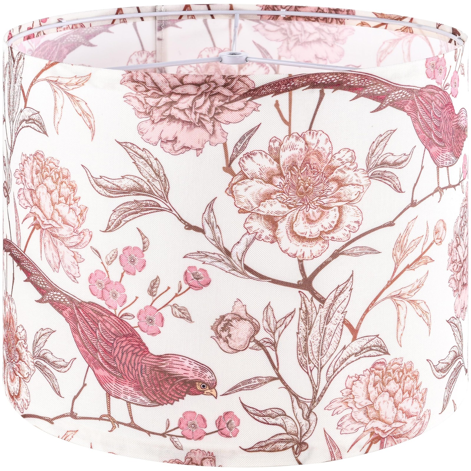 Medium 13x13x10 Inch Printing Flowers Birds Drum Linen Lamp Shade Spider gallery