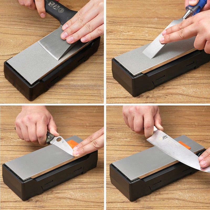 SHARPAL 163N Diamond Stone 220/600 Grit 8"x3" for Dull Blades with Case & Guide gallery
