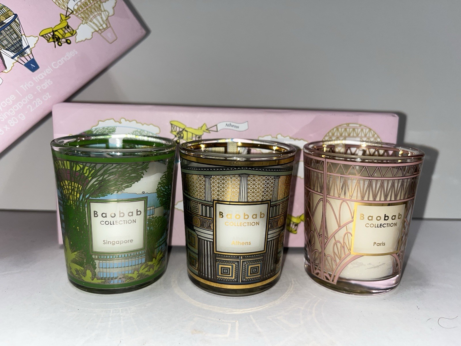 Baobab Collection Trio Travel Candles – Singapore, Athens & Paris NIB gallery