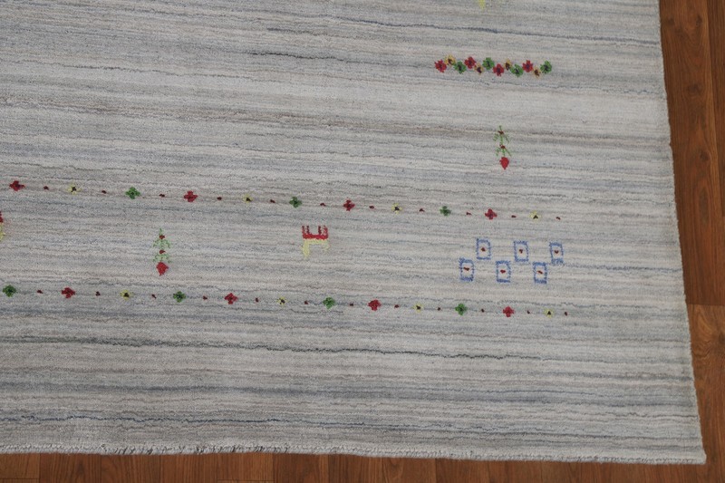 Little Animal Bordered Gabbeh Dining Room Area Rug 9'x10' Wool Handmade Carpet gallery
