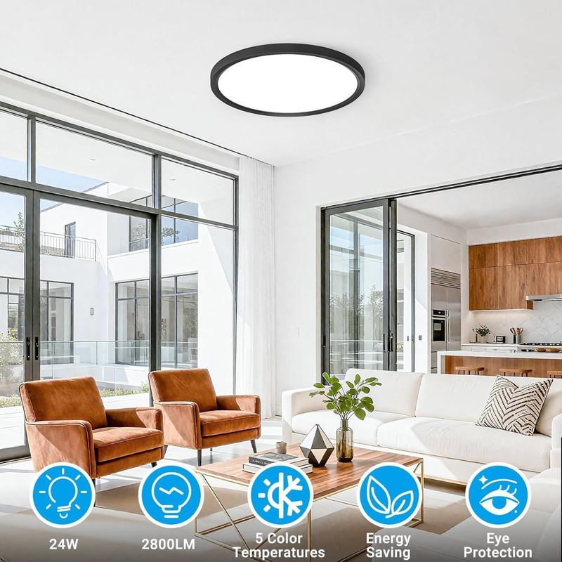 2 Pack LED Flush Mount Ceiling Light,12Inch 24W,3000K/3500K/4000K/5000K/6500K... gallery