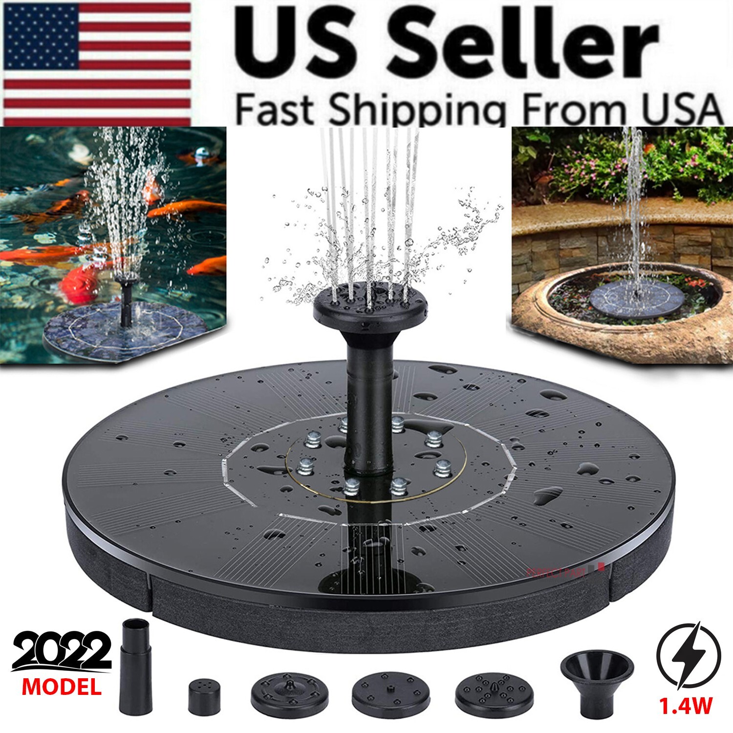 Solar Power Bird Bath Fountain Pump Upgrade 1.4W Solar Fountain With 4 Nozzle gallery