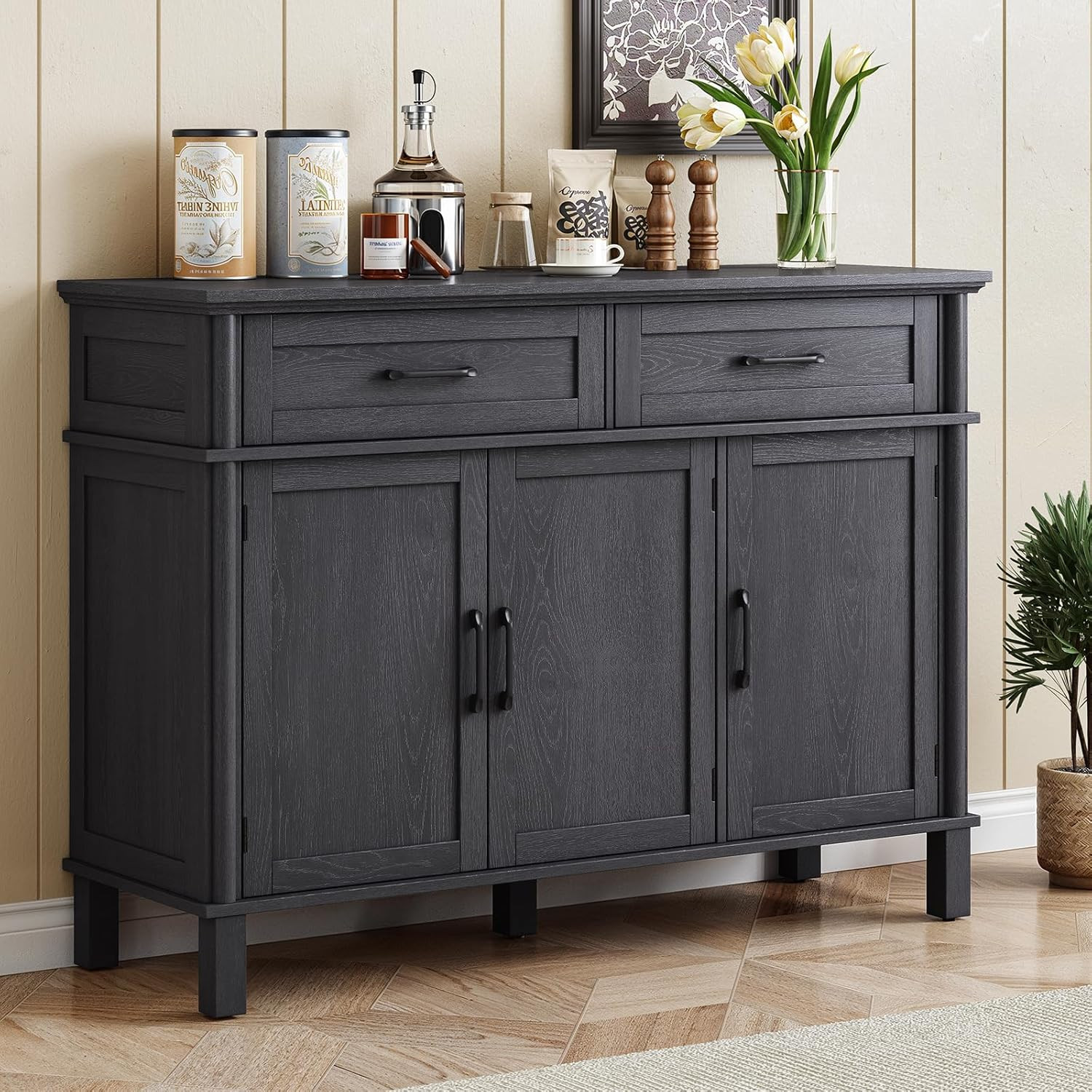 ONBRILL 48 Inches Buffet Cabinet with Storage, Farmhouse Sideboard Buffet w/2 Dr gallery