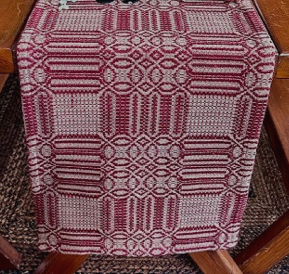 New PRIMITIVE RED TAN Table Runner WINDHAM 56" x 14" Farmhouse Cotton Coverlet gallery