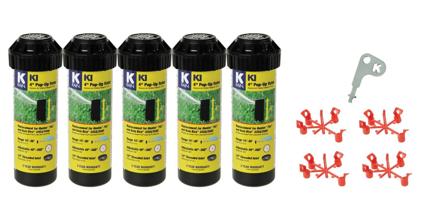 K Rain K1 1/2" Smart Set Rotor 4" Pop-Up 15-30ft Spray 40°-360° Arc Install Kit gallery