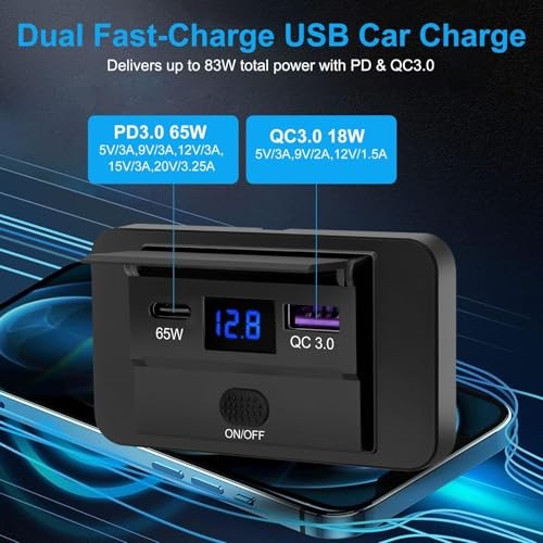 12V USB Outlet - Automatic Power Adjustment 65W PD3.0 & 18W QC 65W PD + 18W QC gallery