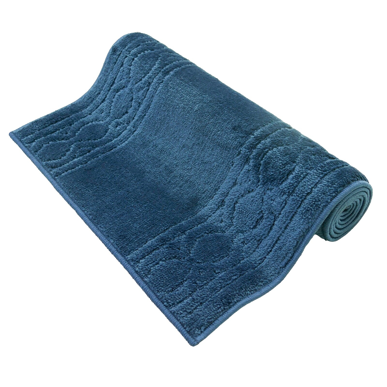 Custom Size Anti-Slip Soft Pile Moroccan Navy Design Runner Rug gallery