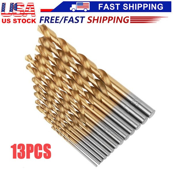 13Pcs HSS Titanium Coated Twist Drill Bit Set 1.5-6.5mm Hex Shank For wood Metal gallery